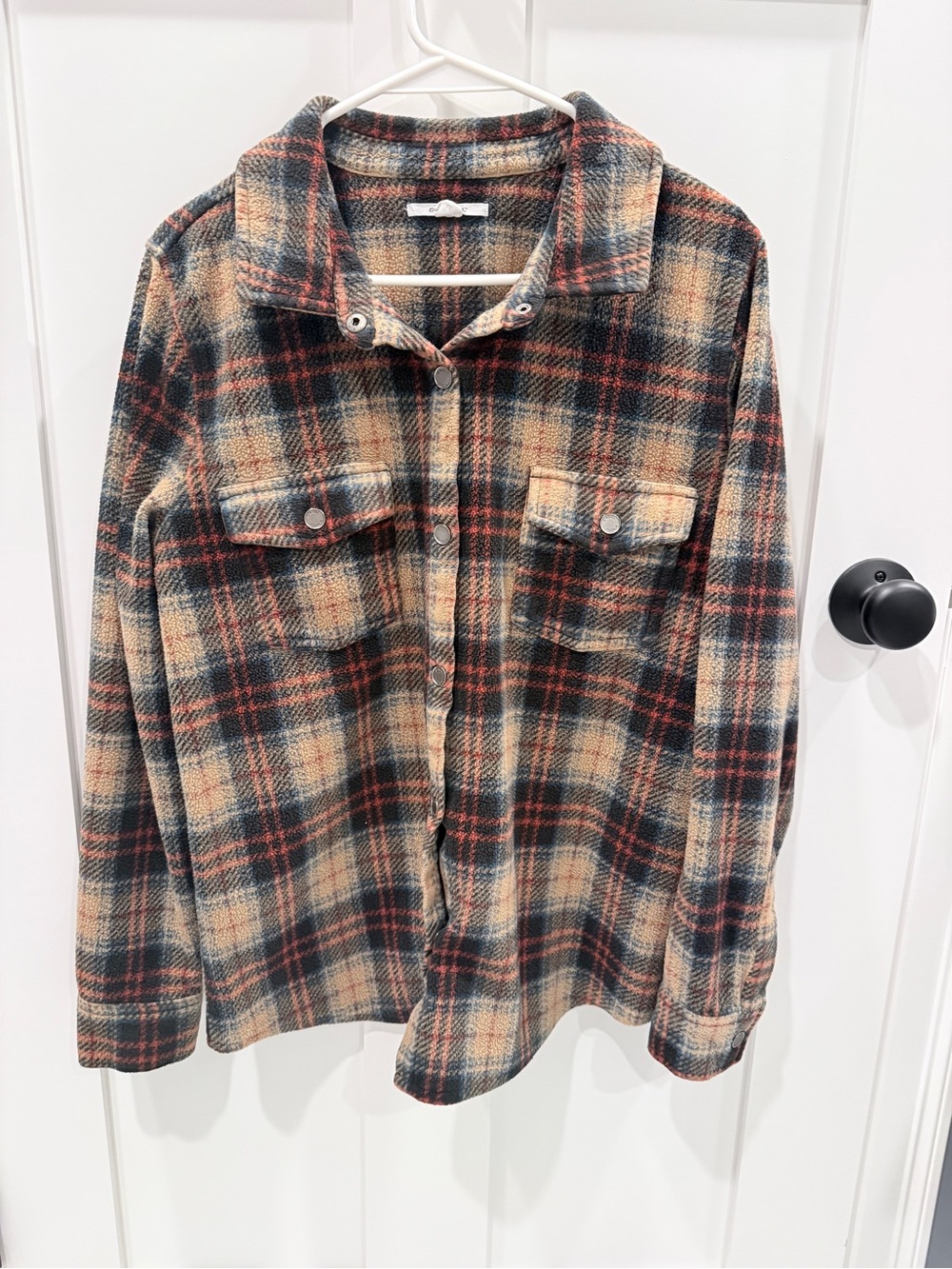 O'Neill Women's Plaid Button-Down Shirt Jacket - Black, Cream & Rust